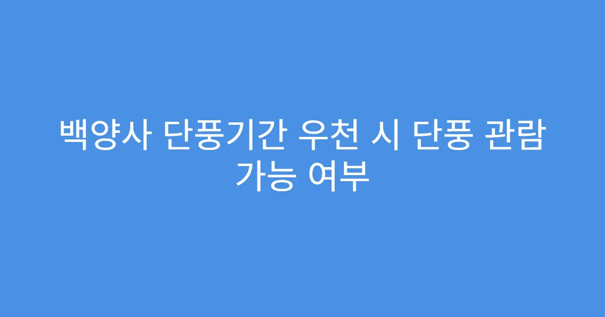 백양사 단풍기간 우천 시 단풍 관람 가능 여부