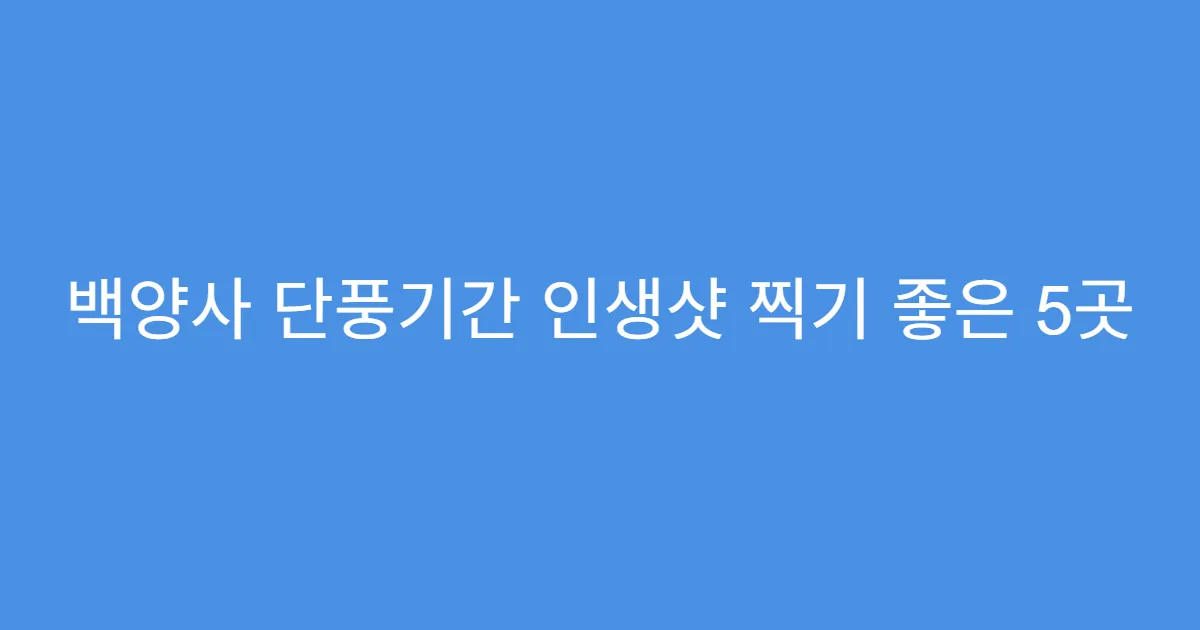 백양사 단풍기간 인생샷 찍기 좋은 5곳