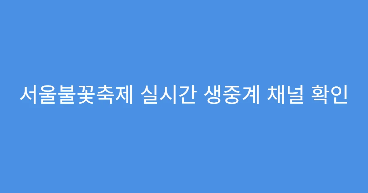 서울불꽃축제 실시간 생중계 채널 확인