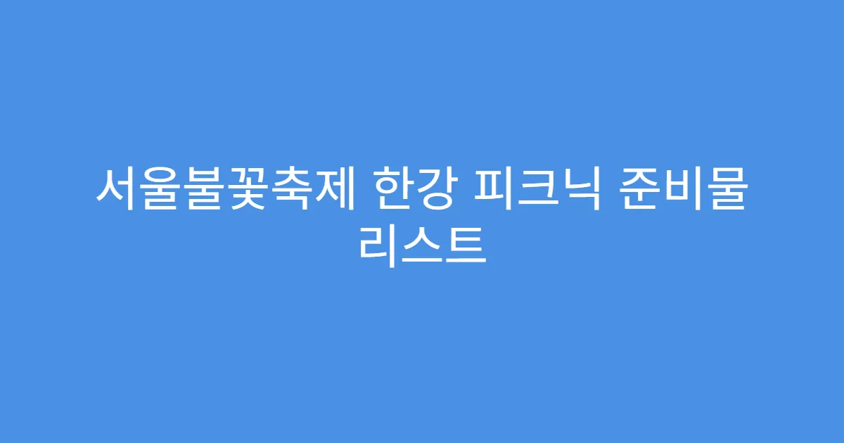 서울불꽃축제 한강 피크닉 준비물 리스트