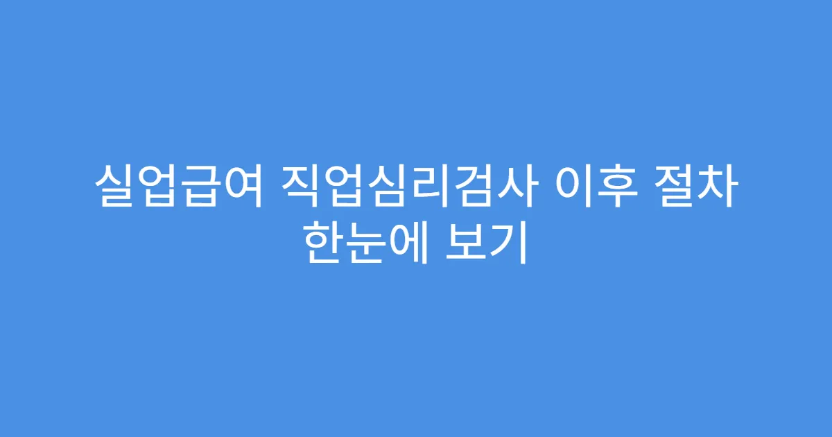 실업급여 직업심리검사 이후 절차 한눈에 보기