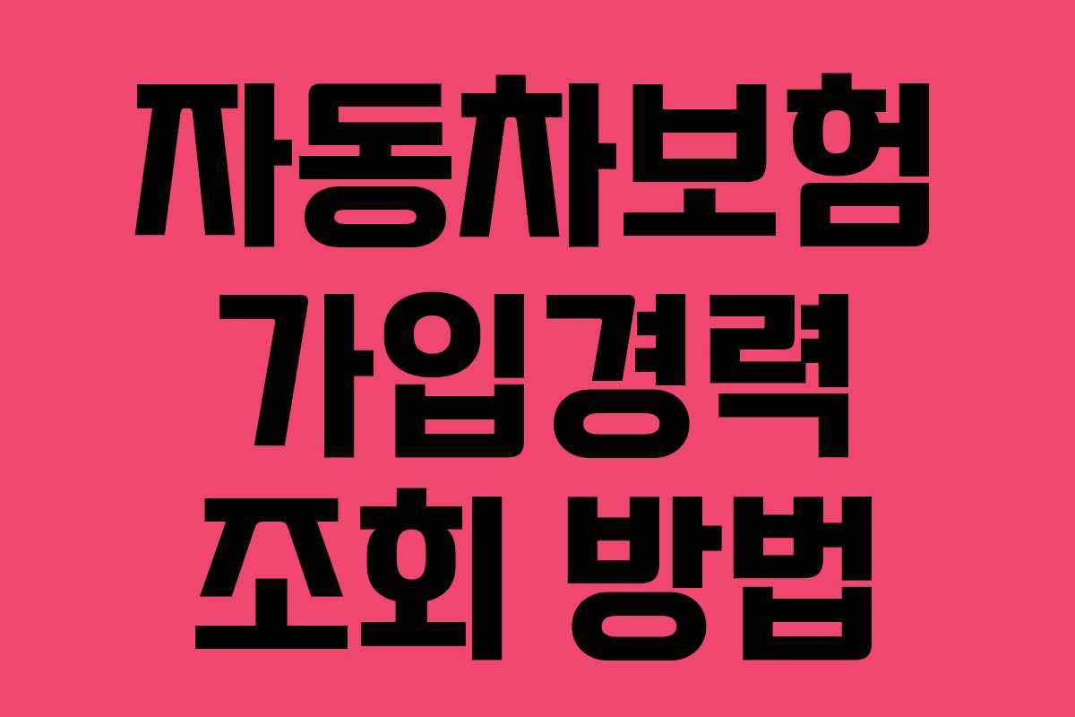자동차보험 가입경력 조회 방법