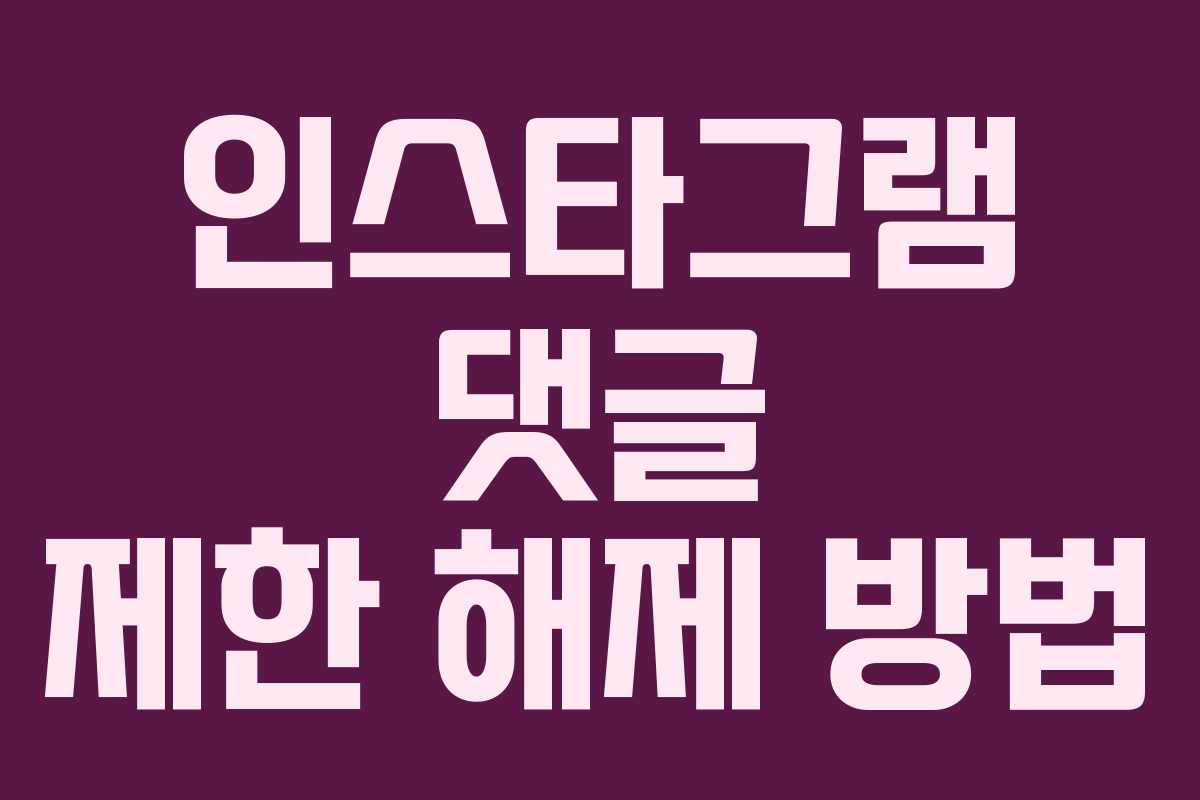 인스타그램 댓글 제한 해제 방법