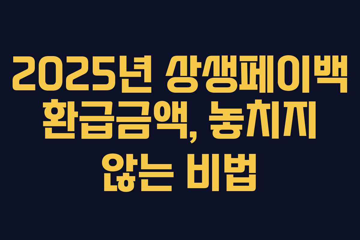 2025년 상생페이백 환급금액, 놓치지 않는 비법