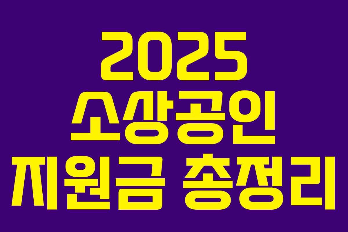 2025 소상공인 지원금 총정리