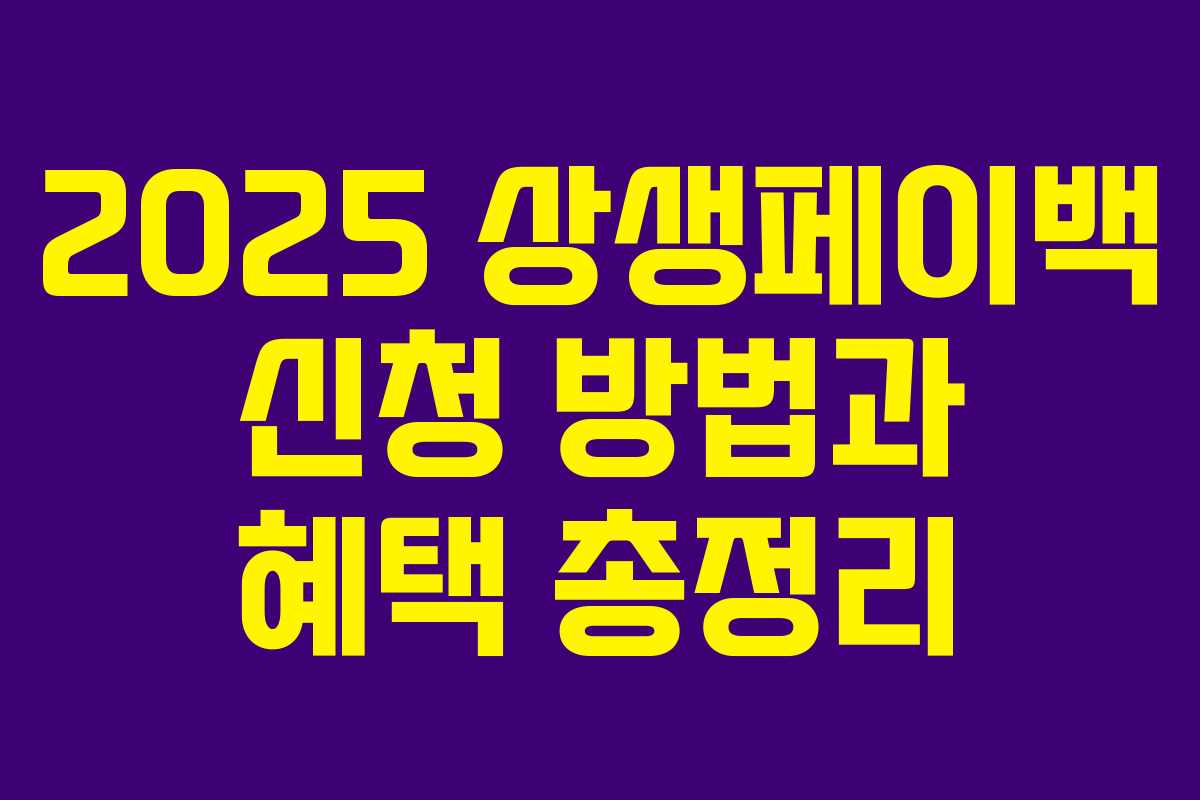 2025 상생페이백 신청 방법과 혜택 총정리 2025 상생페이백 신청 방법과 혜택 총정리