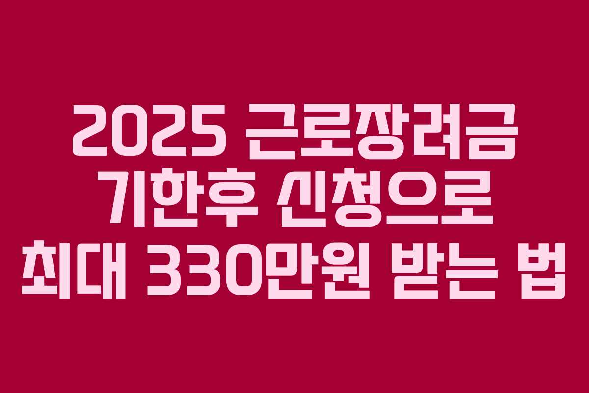 2025 근로장려금 기한후 신청으로 최대 330만원 받는 법 2025 근로장려금 기한후 신청으로 최대 330만원 받는 법