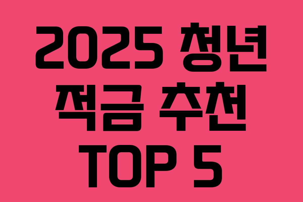 2025 청년 적금 추천 TOP 5 2025 청년 적금 추천 TOP 5