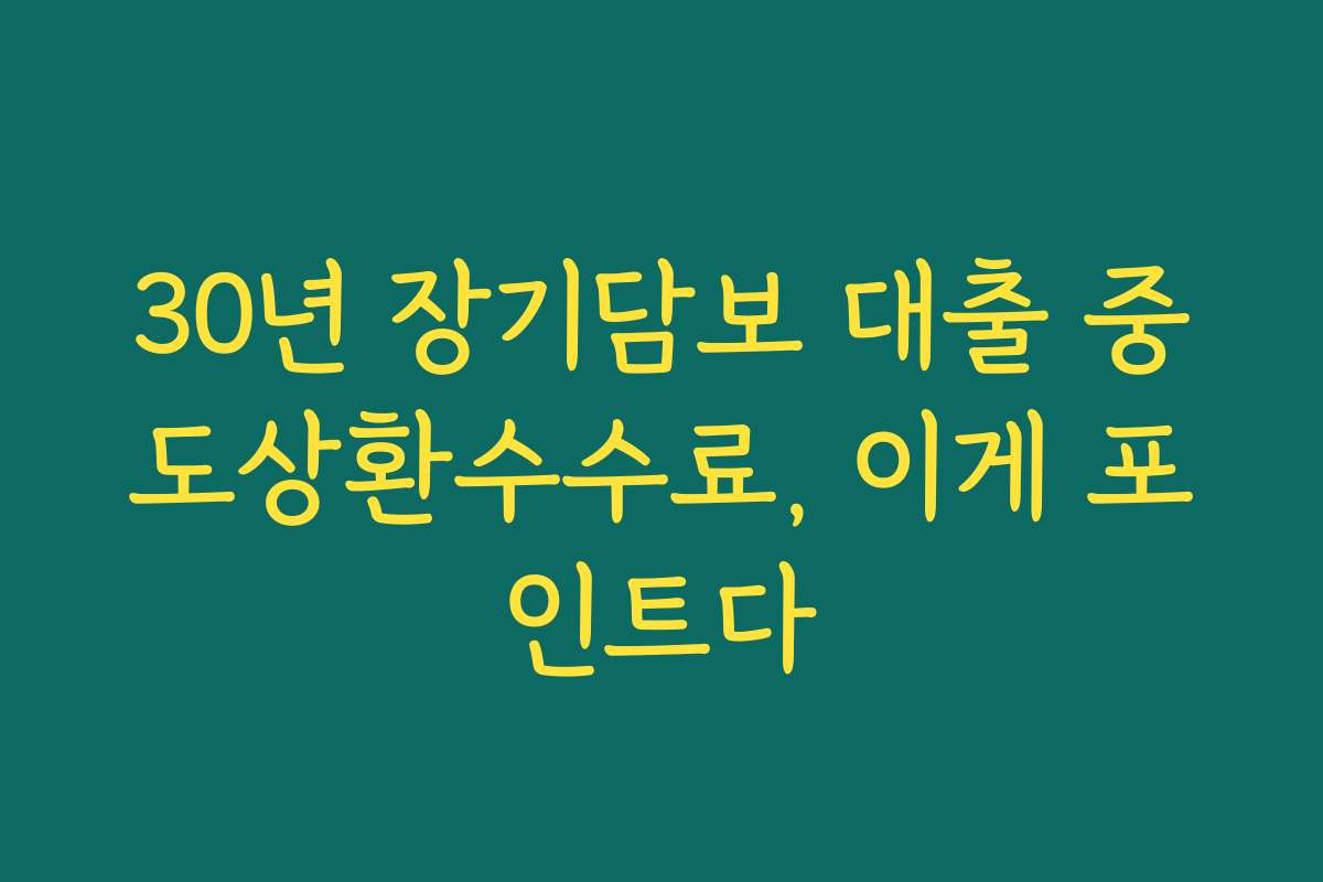 30년 장기담보 대출 중도상환수수료, 이게 포인트다