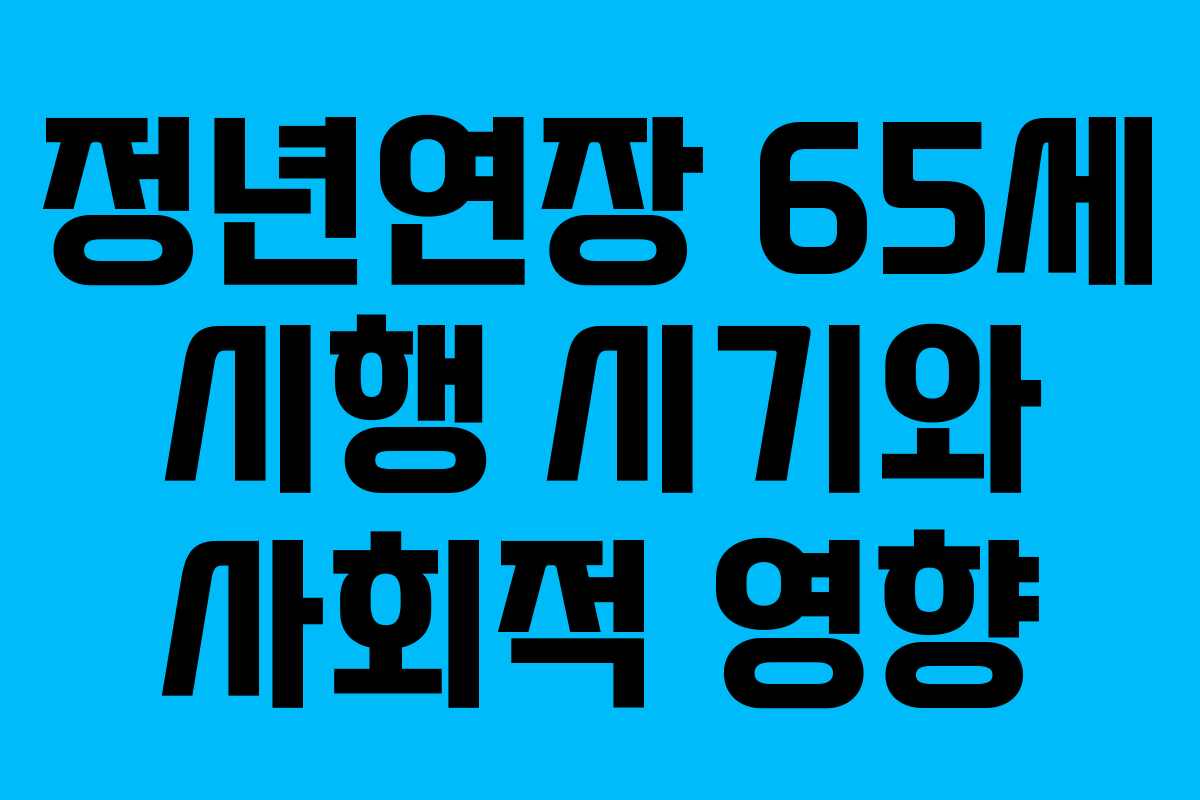 정년연장 65세 시행 시기와 사회적 영향 정년연장 65세 시행 시기와 사회적 영향