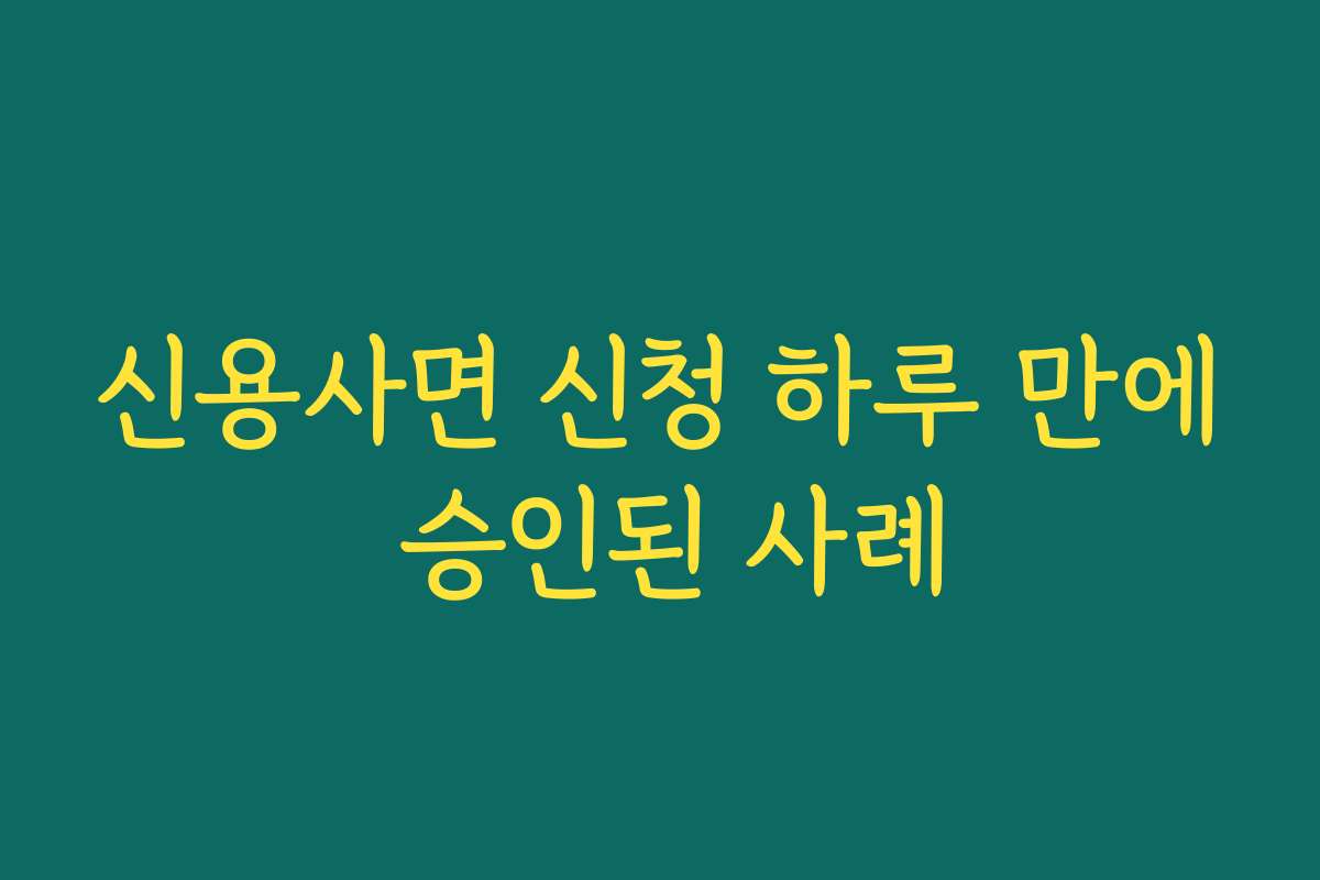 신용사면 신청 하루 만에 승인된 사례