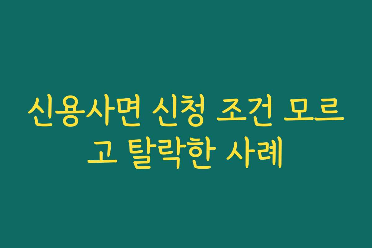 신용사면 신청 조건 모르고 탈락한 사례