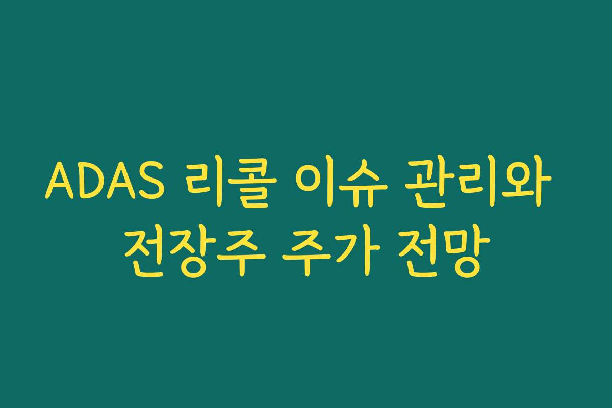 ADAS 리콜 이슈 관리와 전장주 주가 전망 ADAS 리콜 이슈 관리와 전장주 주가 전망