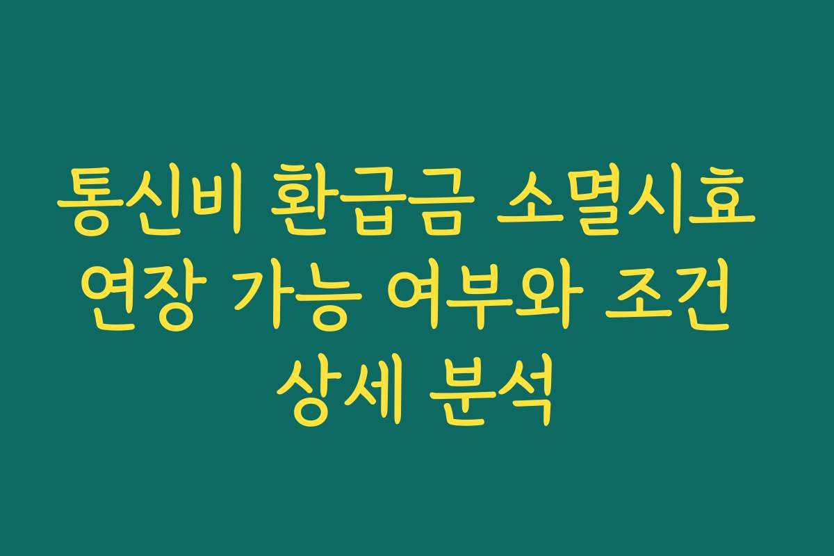 통신비 환급금 소멸시효 연장 가능 여부와 조건 상세 분석