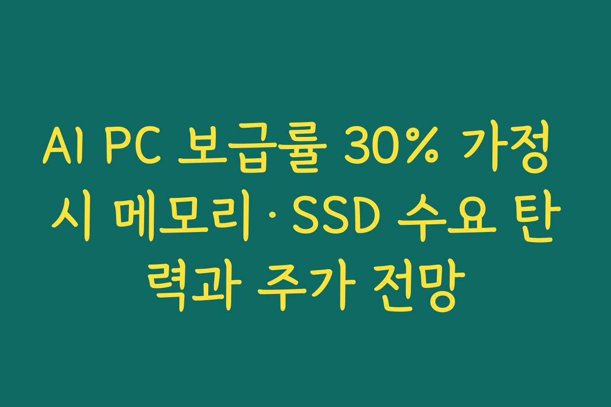 AI PC 보급률 30% 가정 시 메모리·SSD 수요 탄력과 주가 전망 AI PC 보급률 30% 가정 시 메모리·SSD 수요 탄력과 주가 전망