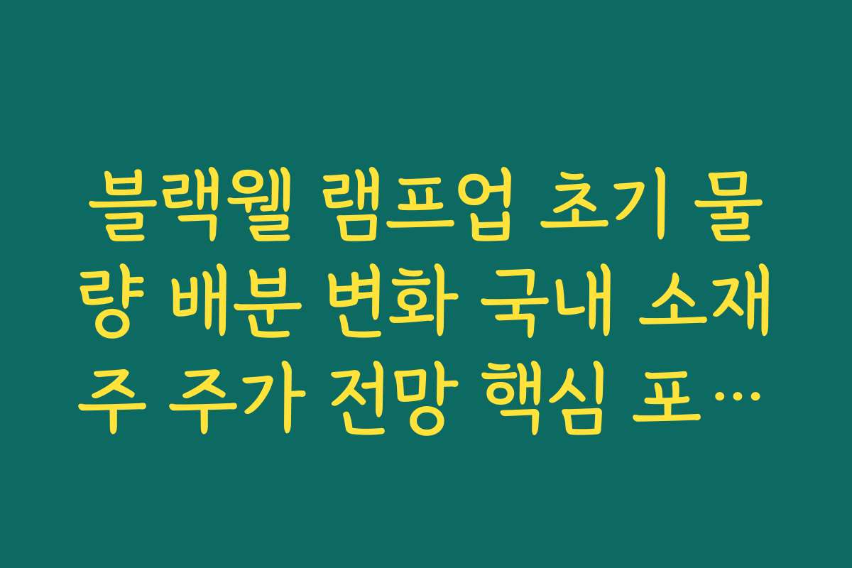 블랙웰 램프업 초기 물량 배분 변화 국내 소재주 주가 전망 핵심 포인트