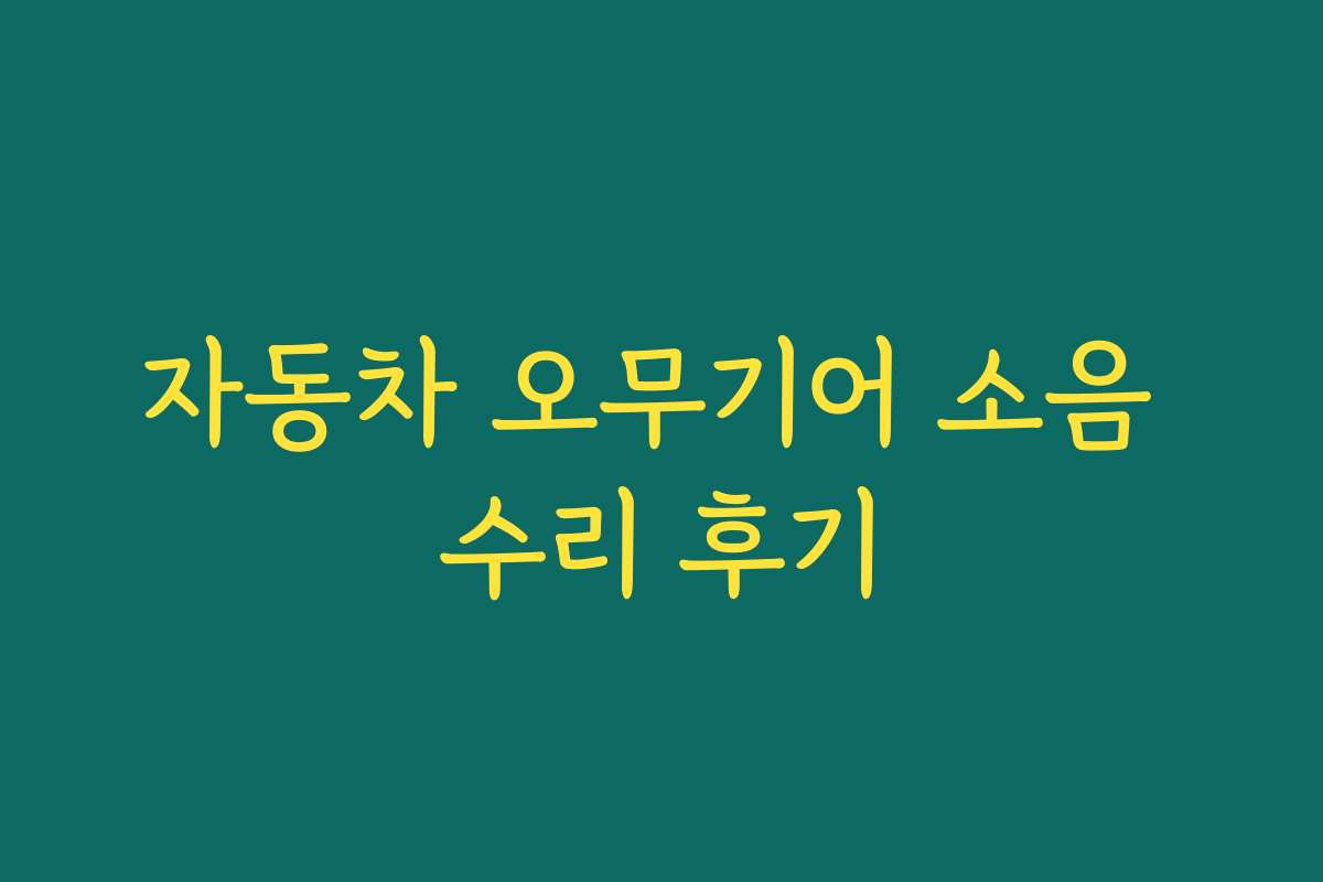 자동차 오무기어 소음 수리 후기