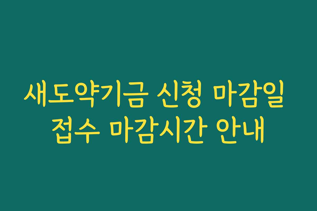새도약기금 신청 마감일 접수 마감시간 안내