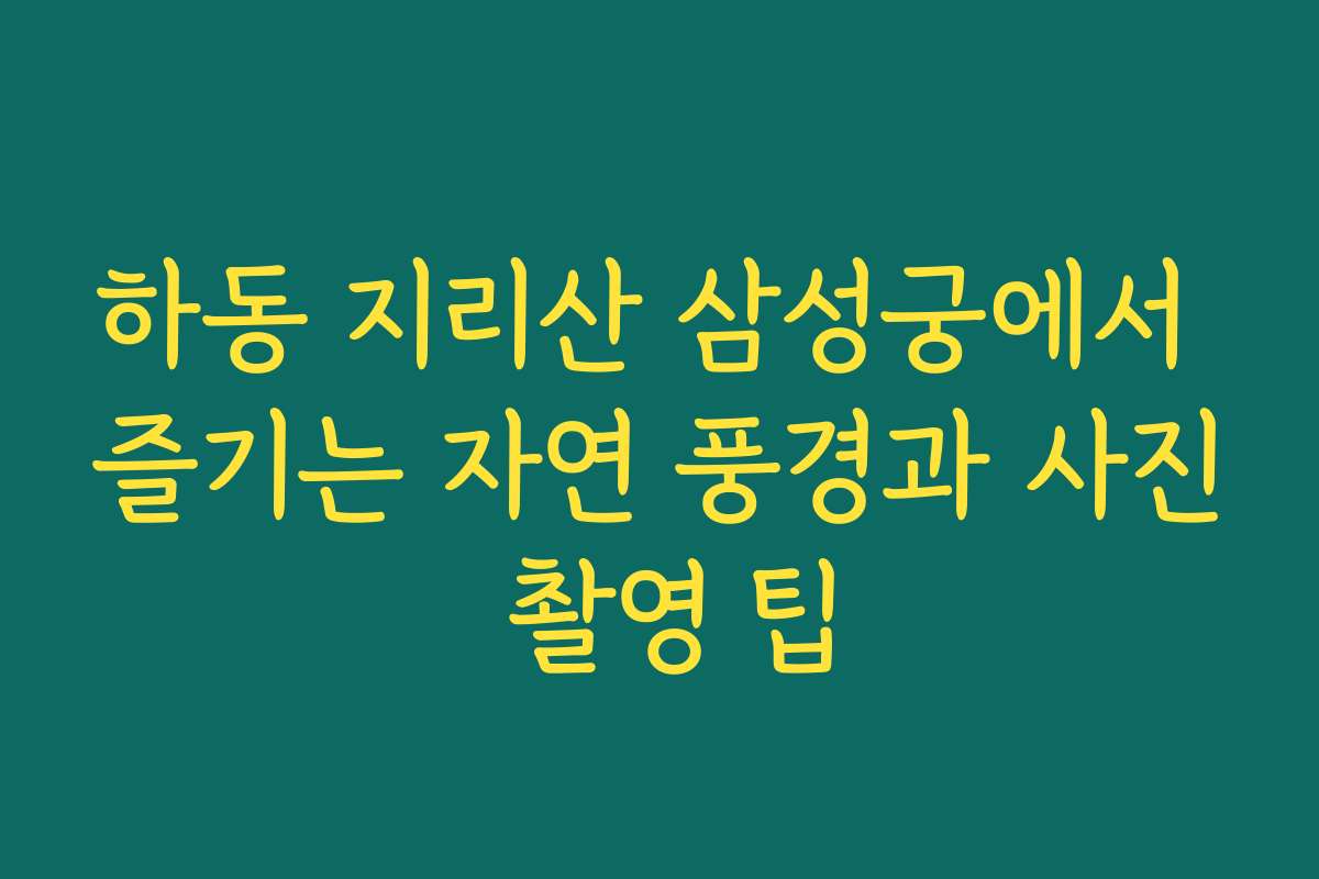 하동 지리산 삼성궁에서 즐기는 자연 풍경과 사진 촬영 팁