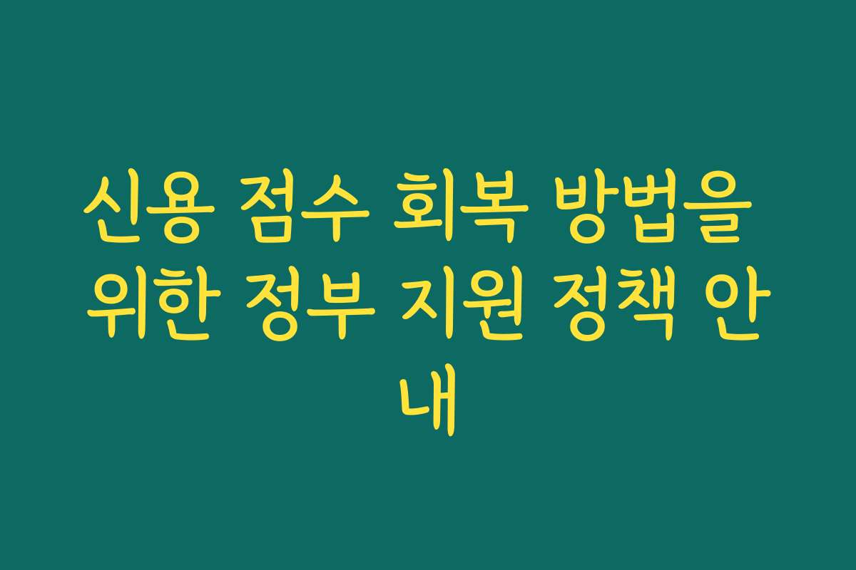 신용 점수 회복 방법을 위한 정부 지원 정책 안내