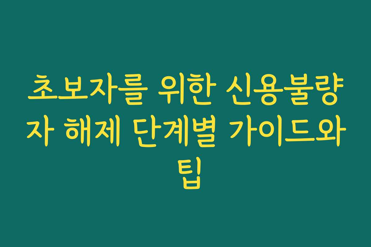 초보자를 위한 신용불량자 해제 단계별 가이드와 팁