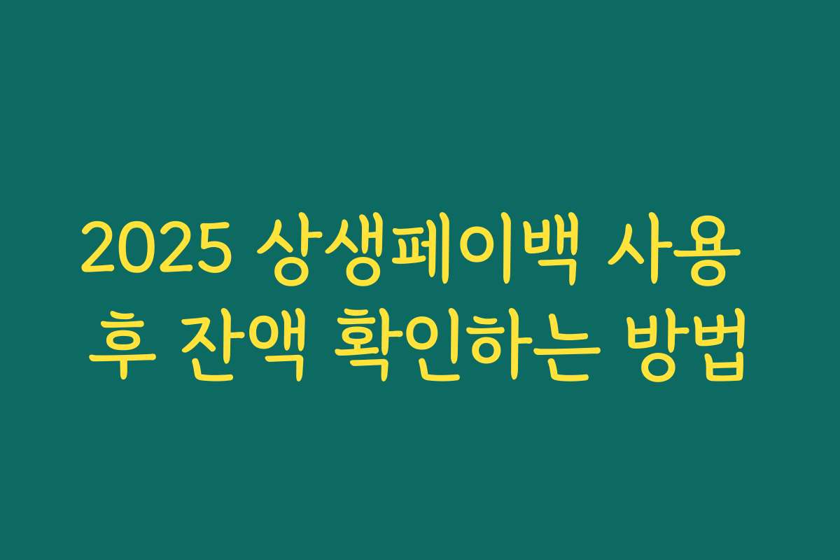 2025 상생페이백 사용 후 잔액 확인하는 방법