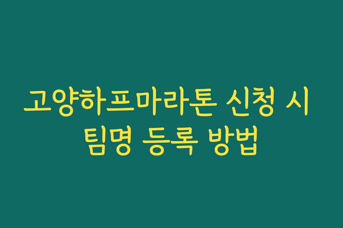 고양하프마라톤 신청 시 팀명 등록 방법
