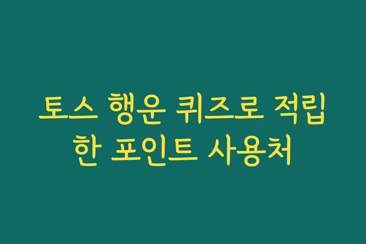 토스 행운 퀴즈로 적립한 포인트 사용처 토스 행운 퀴즈로 적립한 포인트 사용처