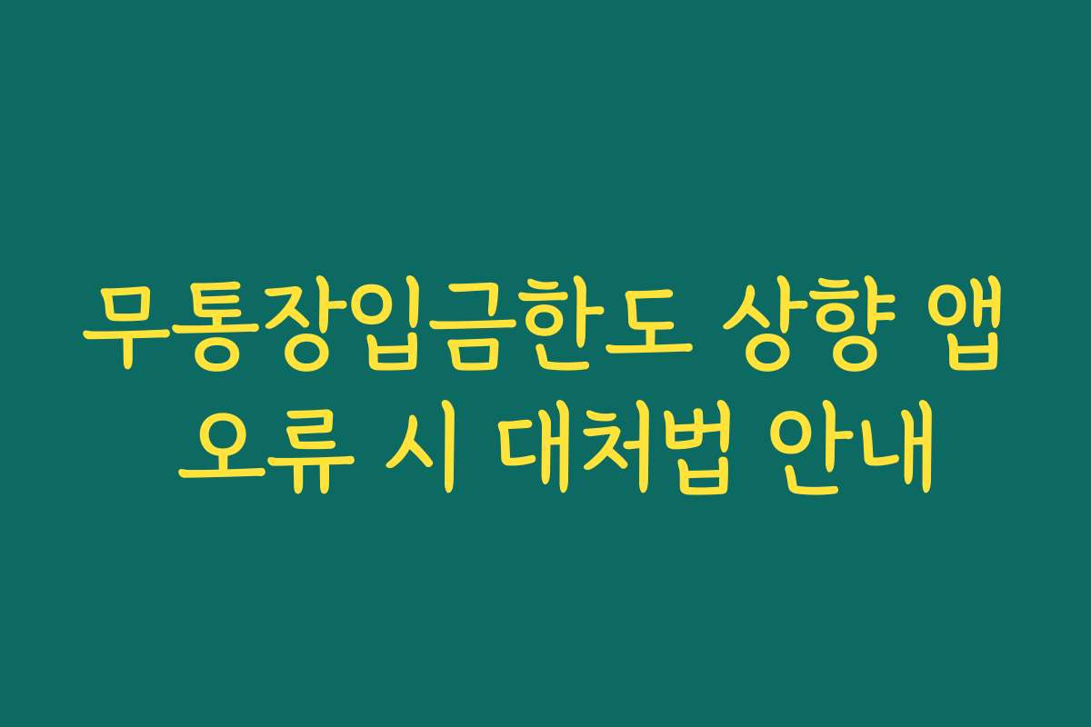 무통장입금한도 상향 앱 오류 시 대처법 안내