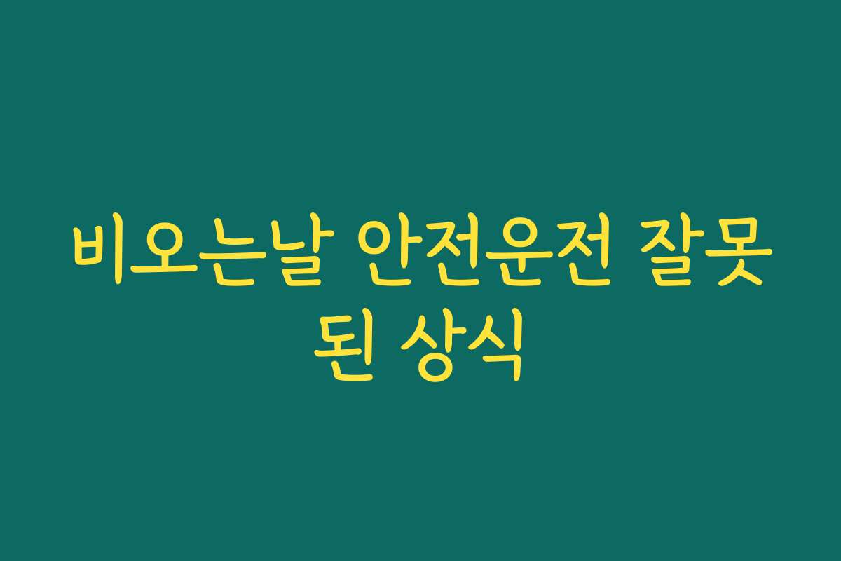 비오는날 안전운전 잘못된 상식