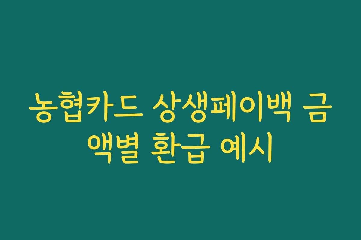 농협카드 상생페이백 금액별 환급 예시 농협카드 상생페이백 금액별 환급 예시
