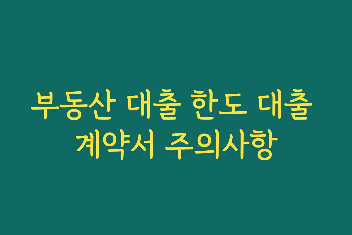 부동산 대출 한도 대출 계약서 주의사항 부동산 대출 한도 대출 계약서 주의사항