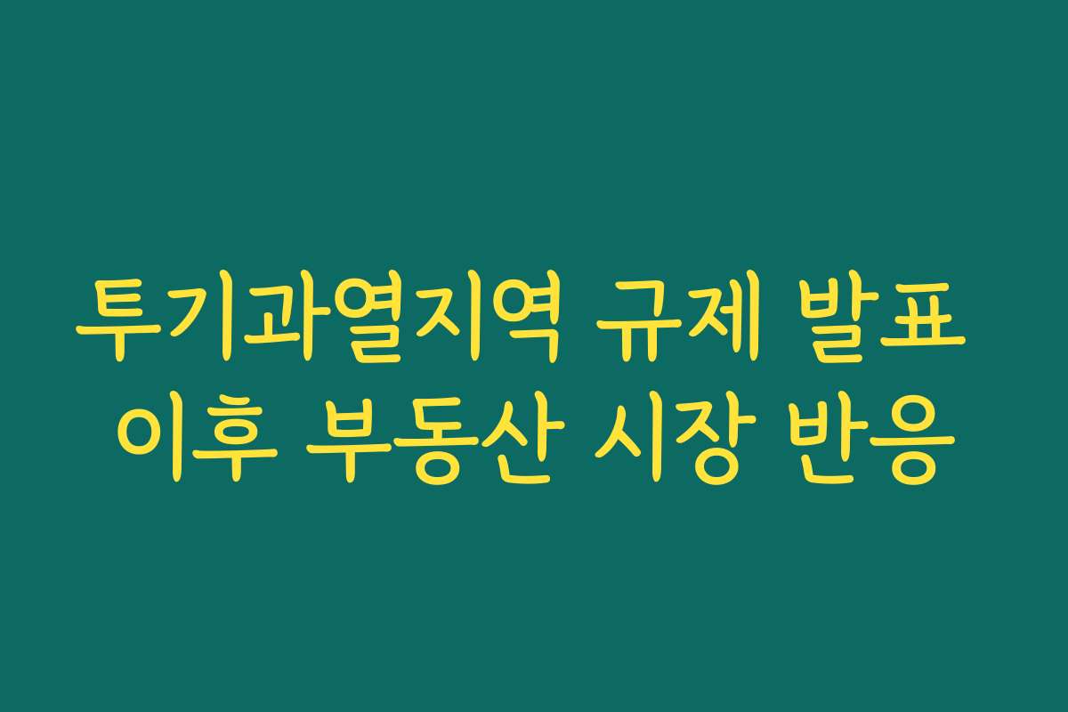 투기과열지역 규제 발표 이후 부동산 시장 반응