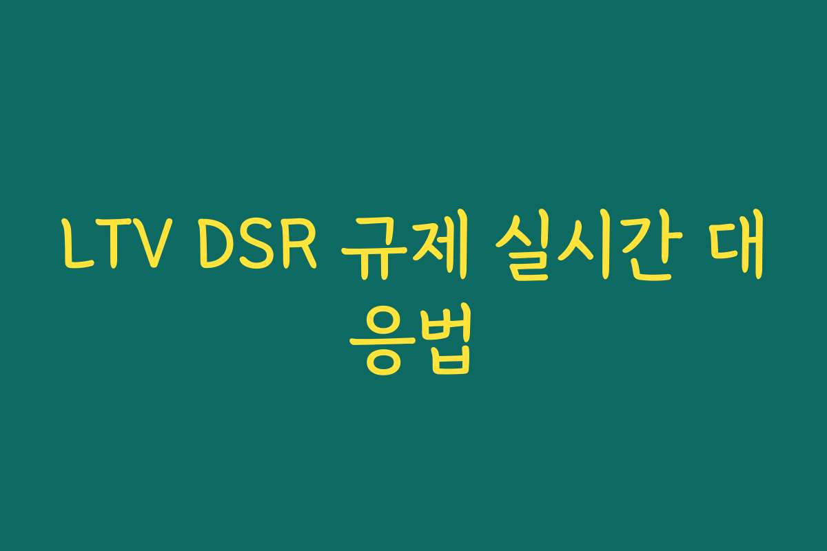 LTV DSR 규제 실시간 대응법 LTV DSR 규제 실시간 대응법