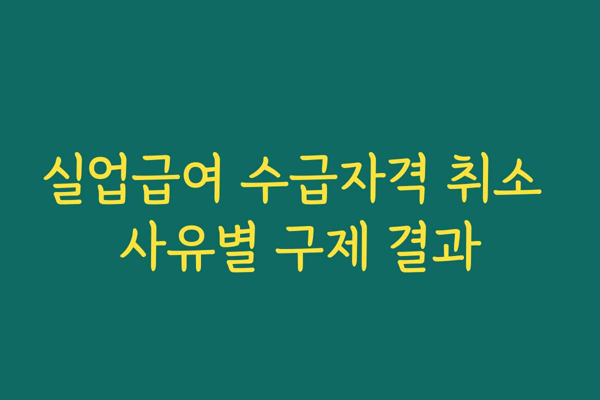 실업급여 수급자격 취소 사유별 구제 결과