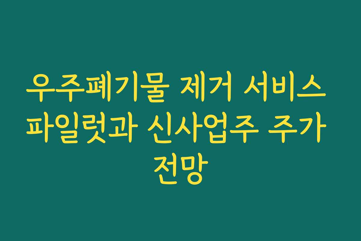 우주폐기물 제거 서비스 파일럿과 신사업주 주가 전망