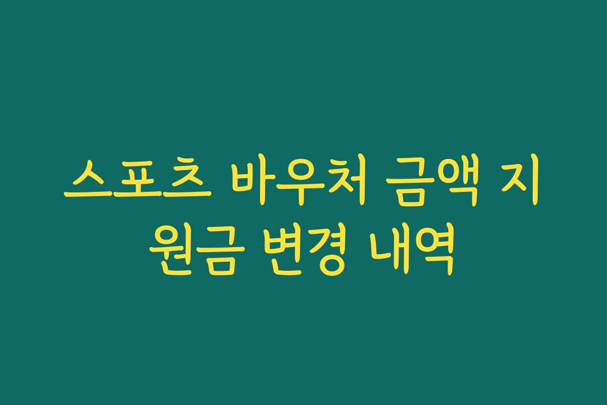 스포츠 바우처 금액 지원금 변경 내역