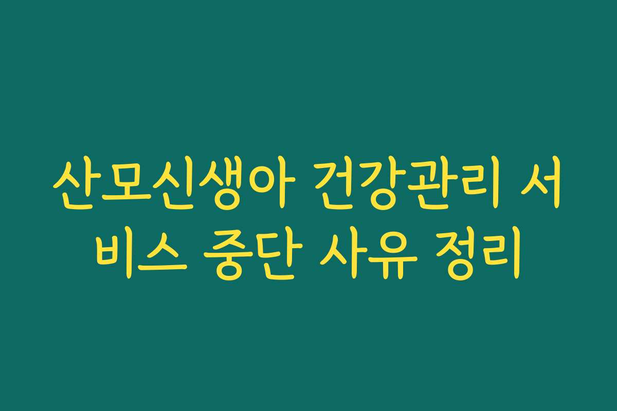 산모신생아 건강관리 서비스 중단 사유 정리 산모신생아 건강관리 서비스 중단 사유 정리