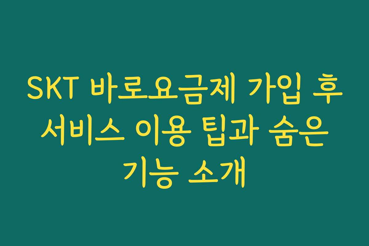 SKT 바로요금제 가입 후 서비스 이용 팁과 숨은 기능 소개