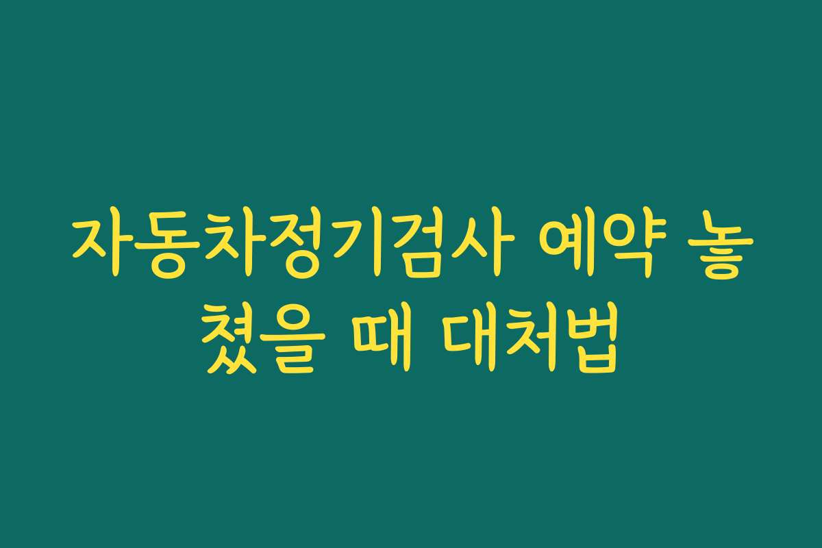 자동차정기검사 예약 놓쳤을 때 대처법