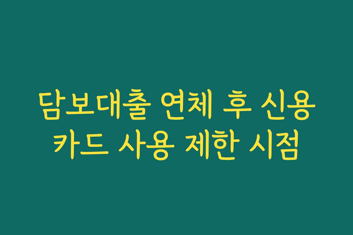 담보대출 연체 후 신용카드 사용 제한 시점