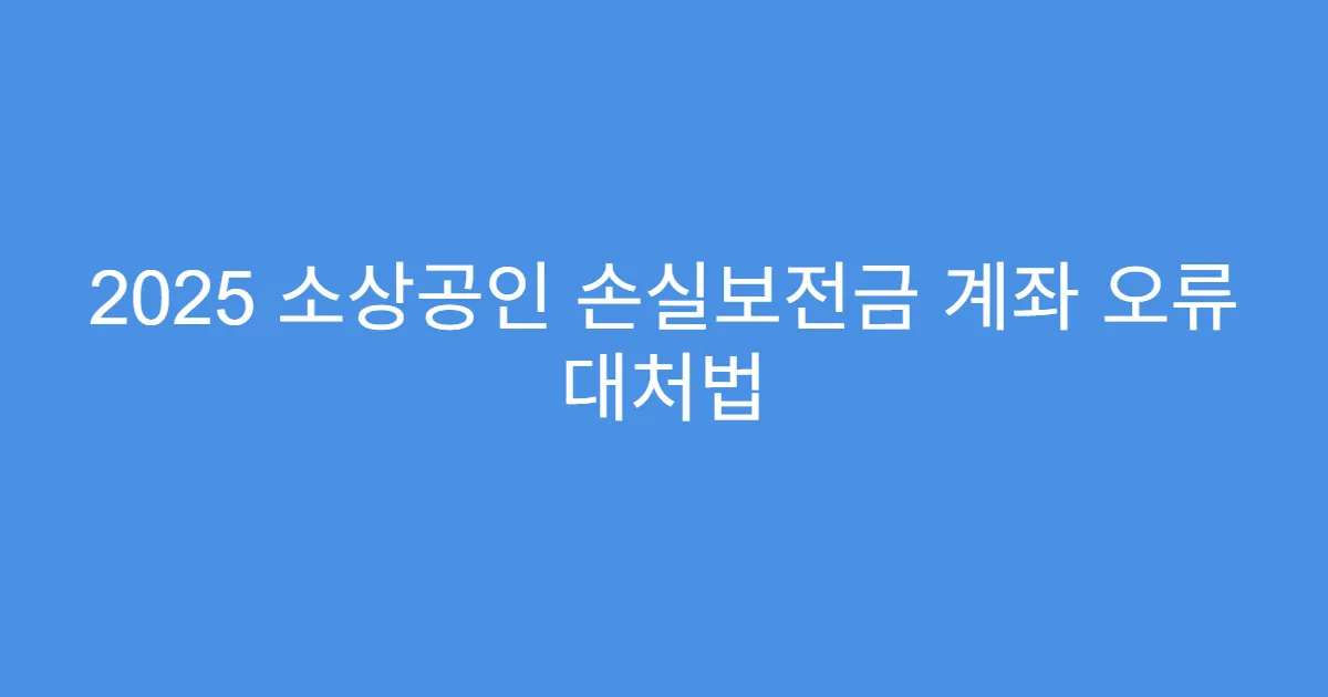 2025 소상공인 손실보전금 계좌 오류 대처법