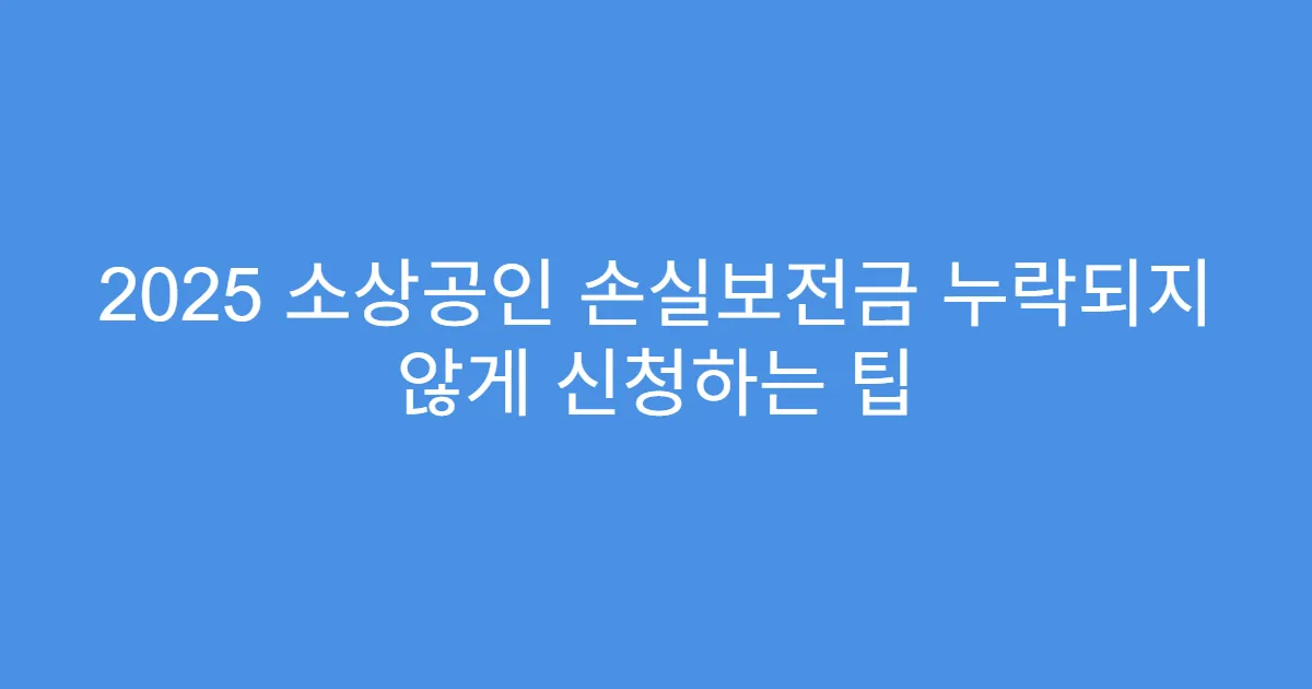 2025 소상공인 손실보전금 누락되지 않게 신청하는 팁