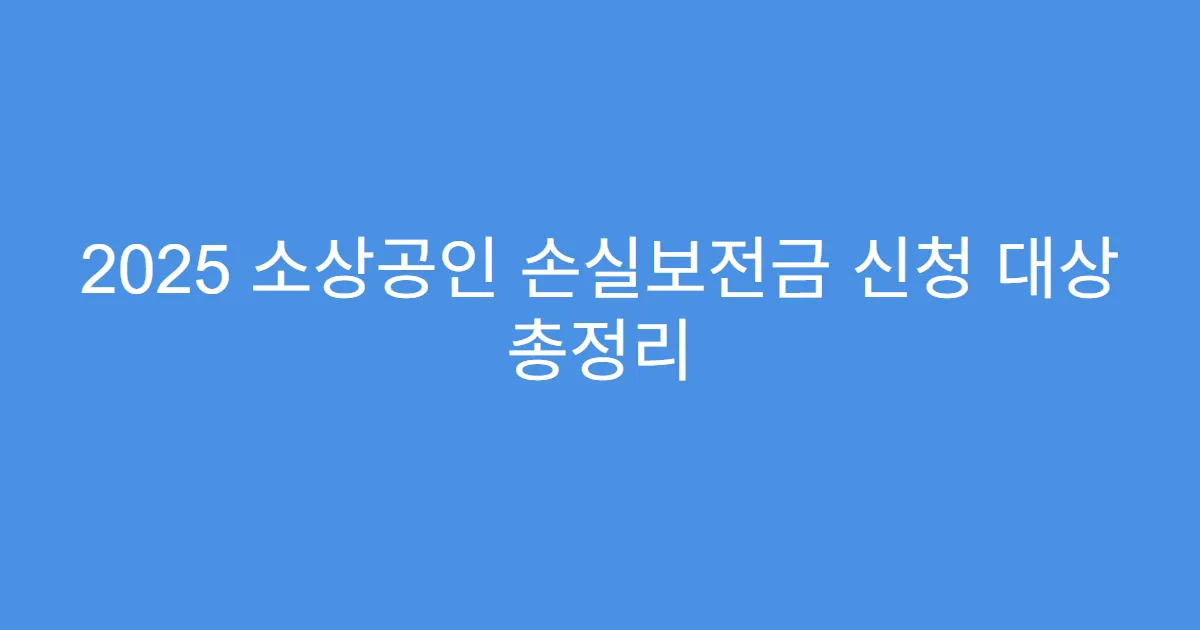 2025 소상공인 손실보전금 신청 대상 총정리