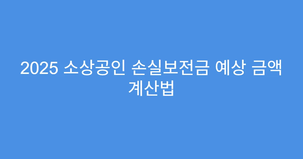 2025 소상공인 손실보전금 예상 금액 계산법 2025 소상공인 손실보전금 예상 금액 계산법