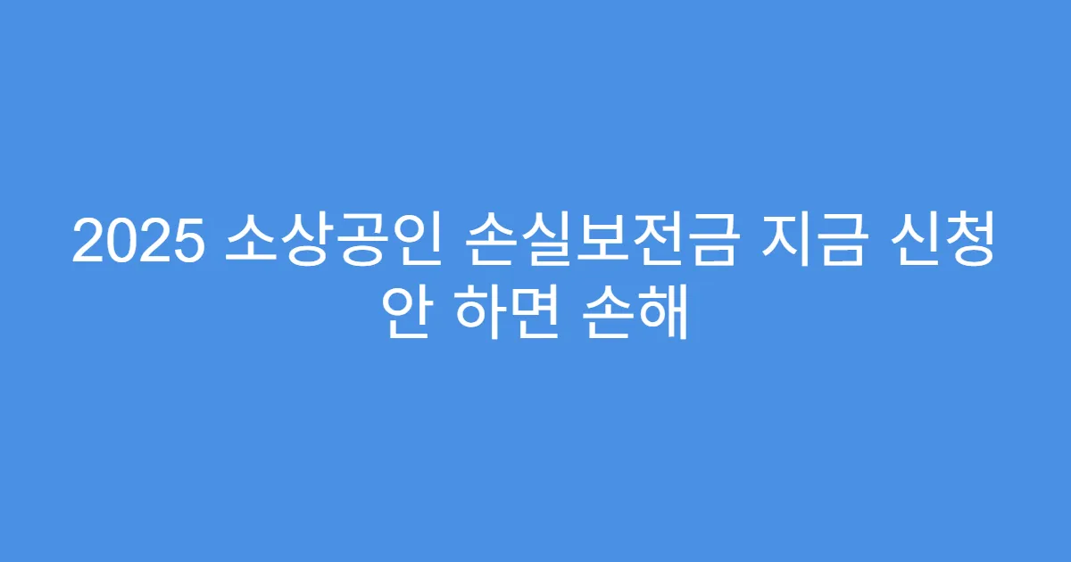 2025 소상공인 손실보전금 지금 신청 안 하면 손해
