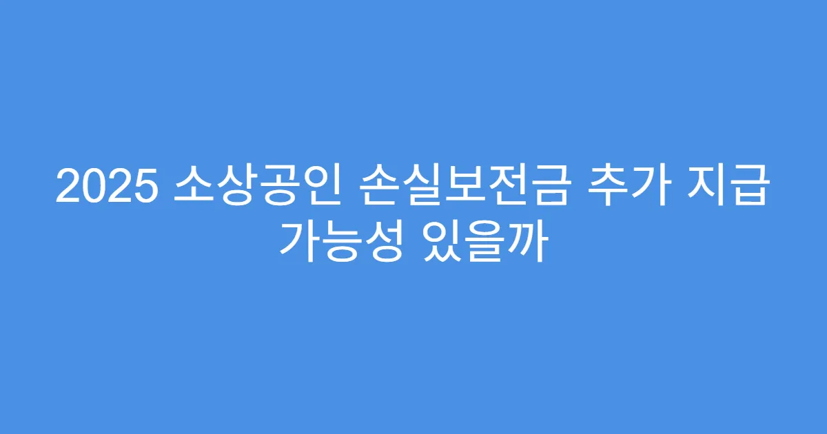 2025 소상공인 손실보전금 추가 지급 가능성 있을까