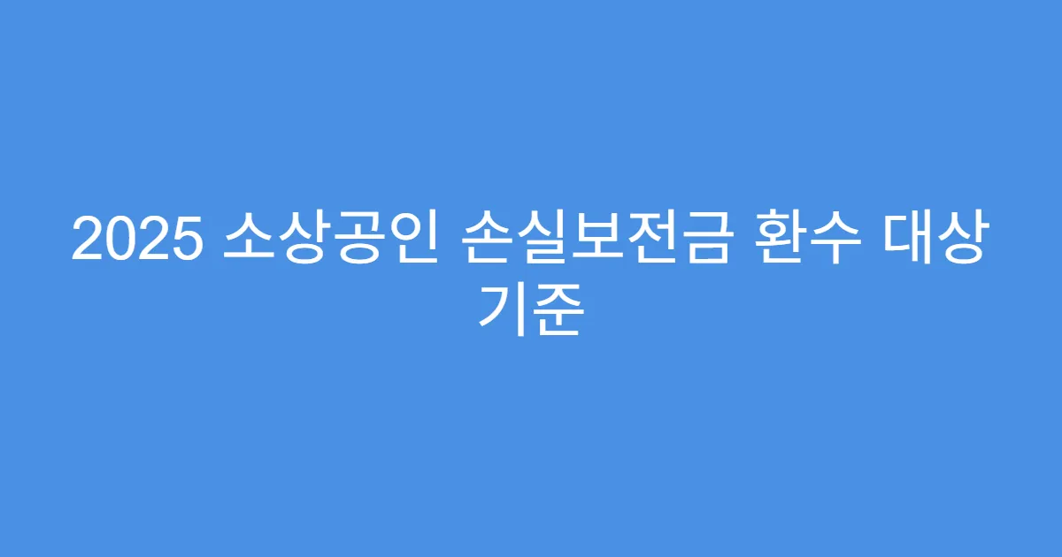 2025 소상공인 손실보전금 환수 대상 기준
