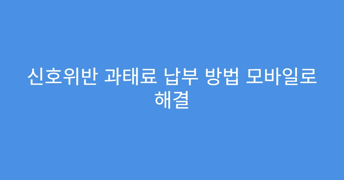 신호위반 과태료 납부 방법 모바일로 해결