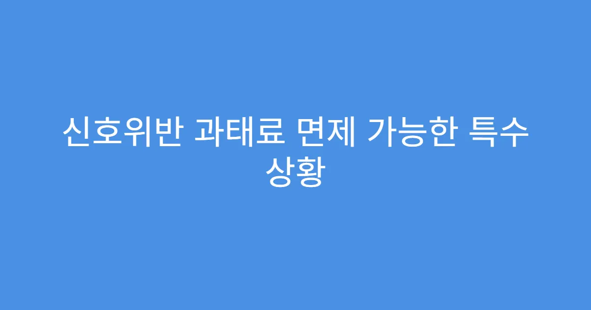 신호위반 과태료 면제 가능한 특수 상황